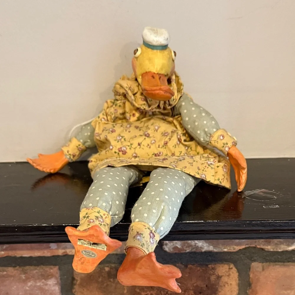 Whimsical Yellow and Green Duck Toy for Birds